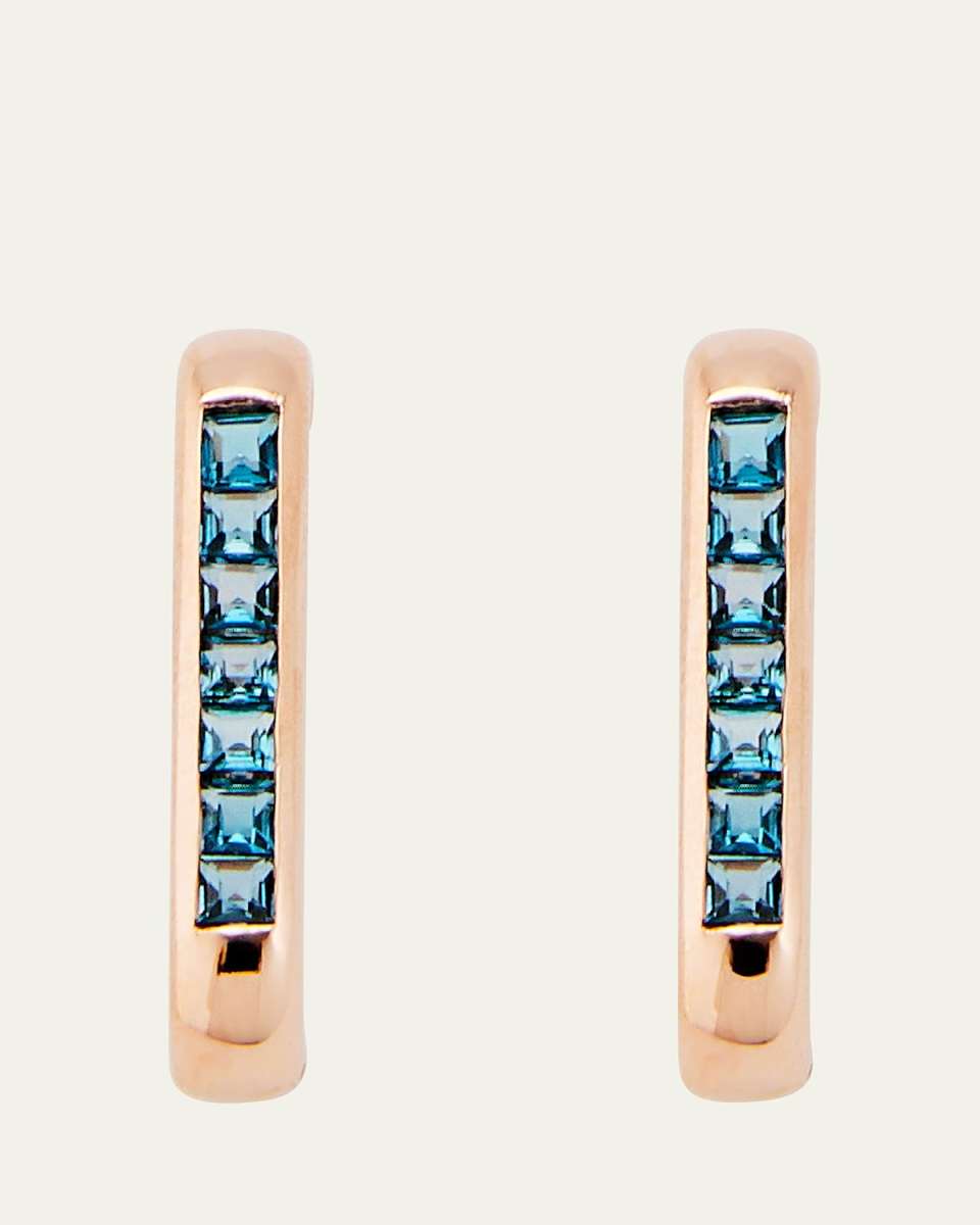 14k Rose Gold Barre Blue Topaz Earlobe Wrap Earrings